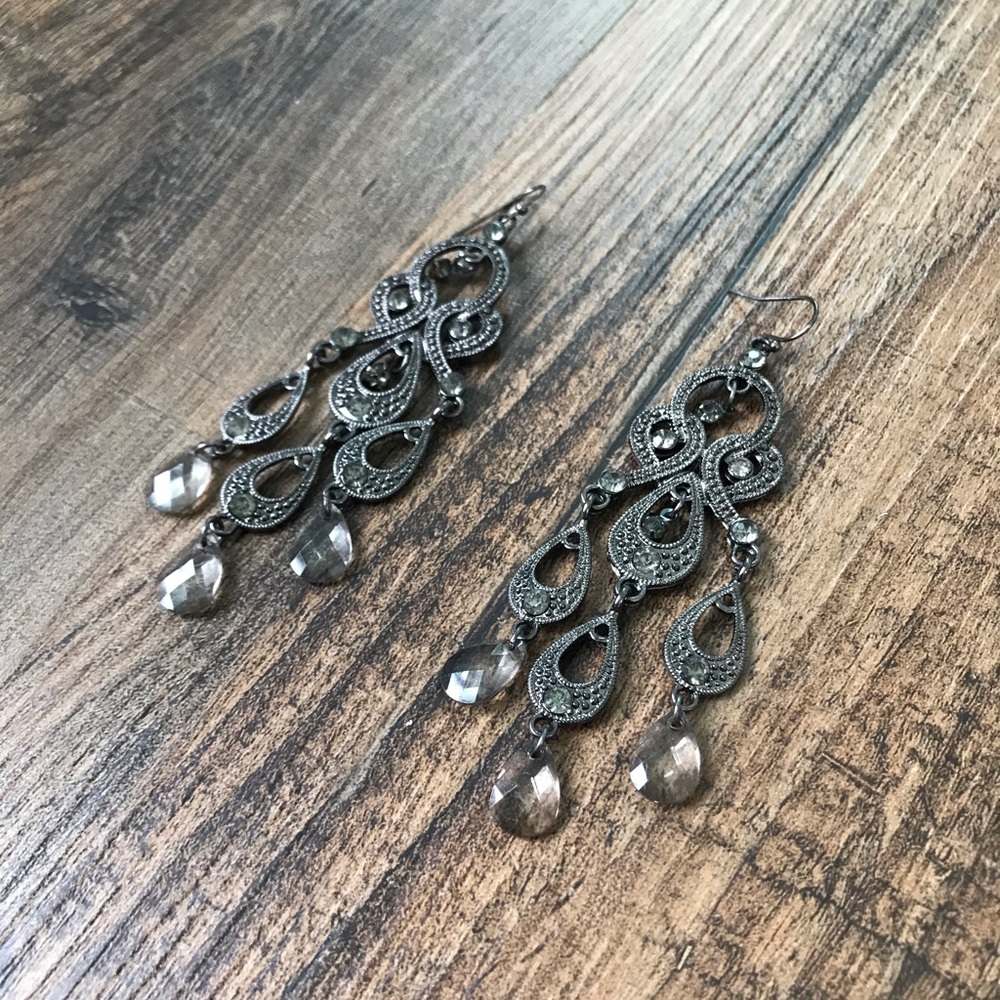 Dark silver/bronze chandelier earrings